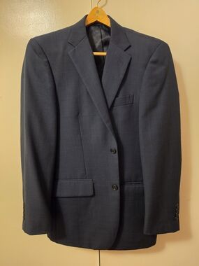 *Relisted: Men's Wearhouse Tailored Dark Blue Plaid Two-Button 38R Suit Jacket